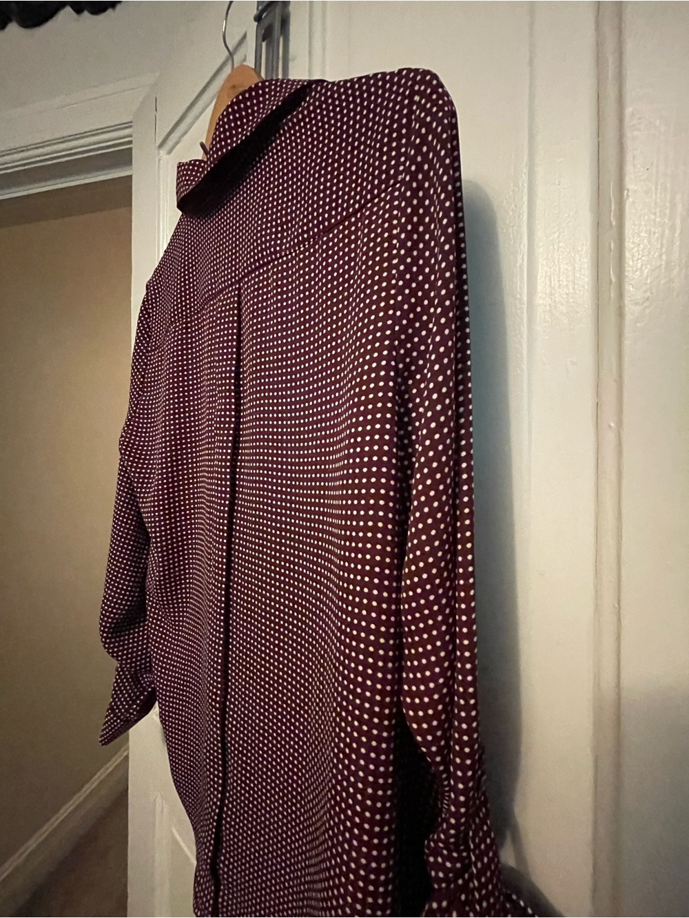 The Limited Women's Burgundy Dot Button-Up Blouse-M - Picture 11 of 14